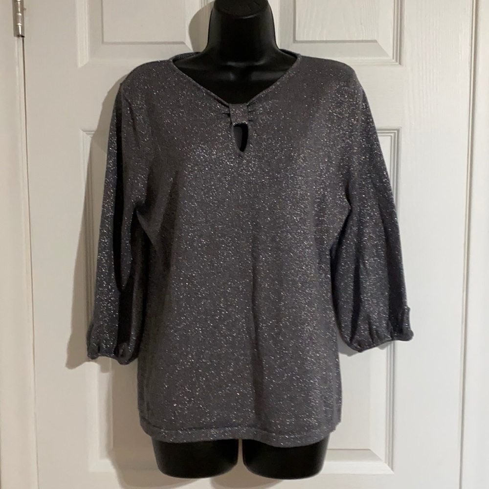 Raisey 3/4 Sleeve Metallic/Grey Sweater Sz L